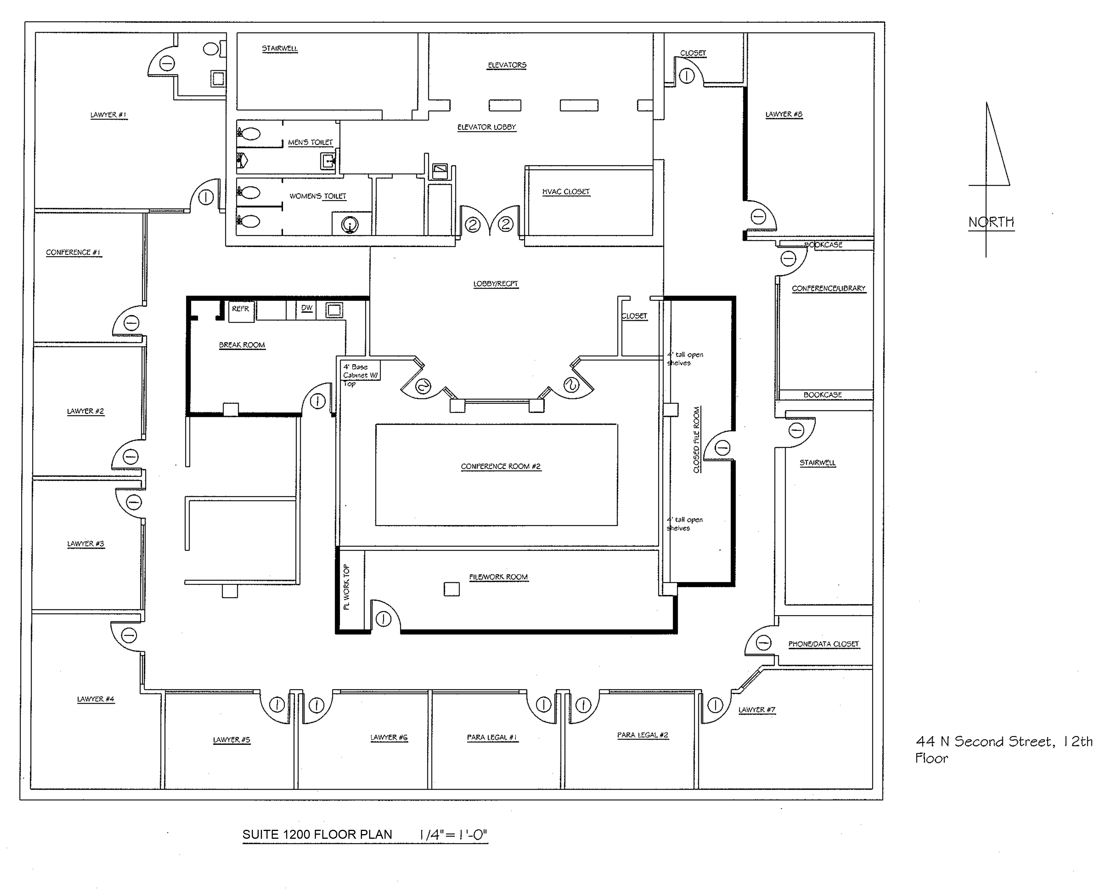 Suite 1200 full-floor plan at 44 N Second Street, 12th Floor
